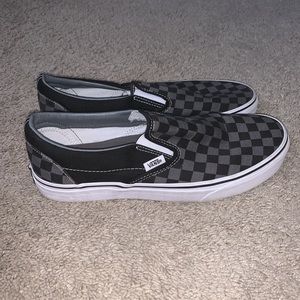 Black & grey slip-on checkered Vans